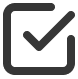A simple check mark symbol inside a circle on a black background.